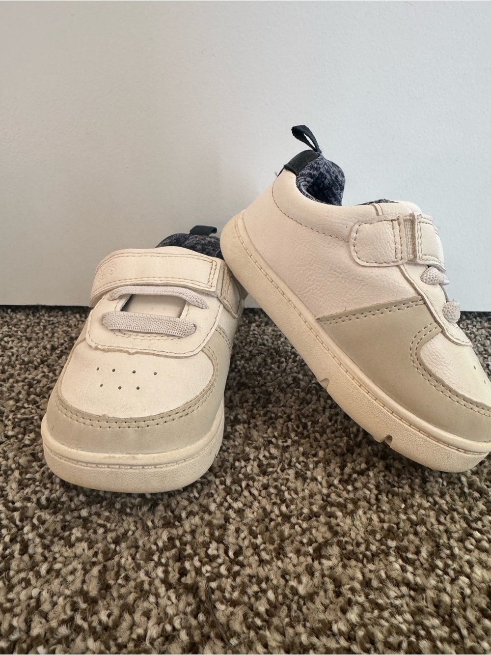 Carter's Cream and Gray Baby Velcro Sneakers